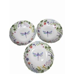 The Farmhouse by Rachel Ashwell  Melamine Dragonfly Floral Salad Bowl Set of 3
